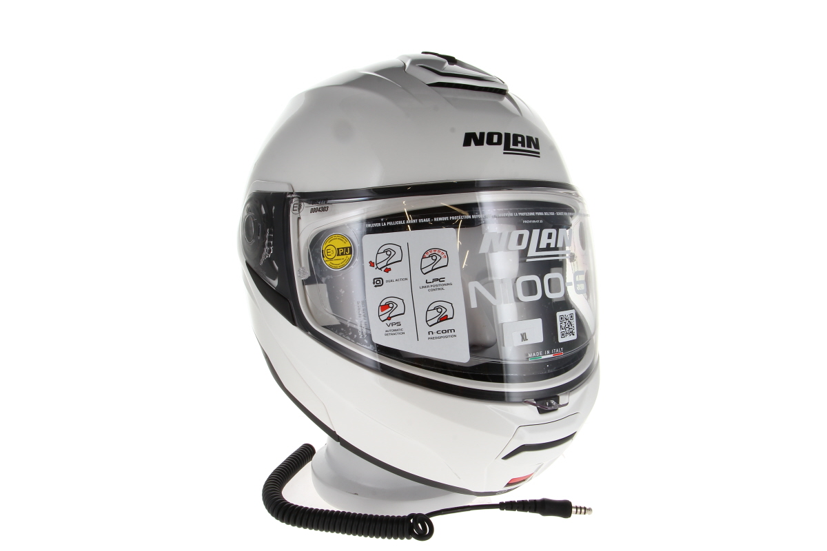 Nolan N100-6 (METAL WHITE) helmet size XXL (64) with TITAN helmet com system Nexus 02