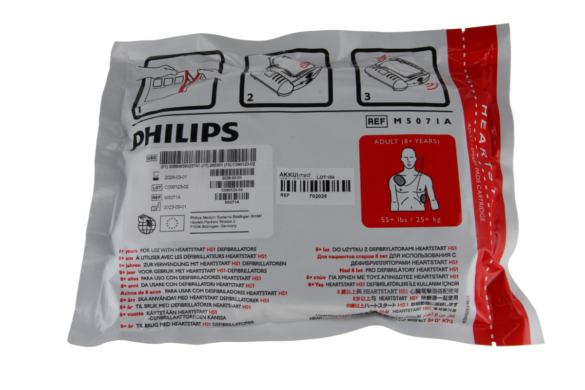 Original Defi-Elektroden/ Pads für Erwachsene passend für Philips Heartstart HS1 M5071A