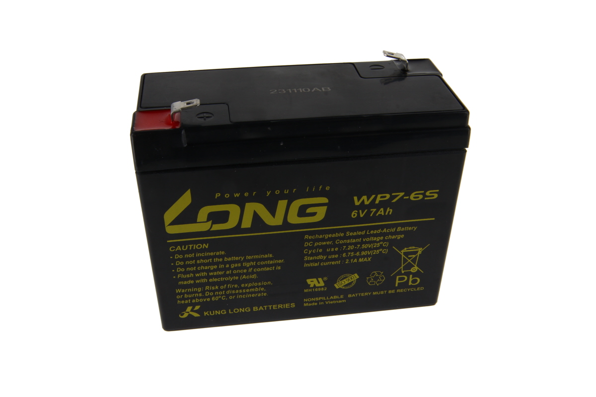 Long lead-acid battery WP7-6S 