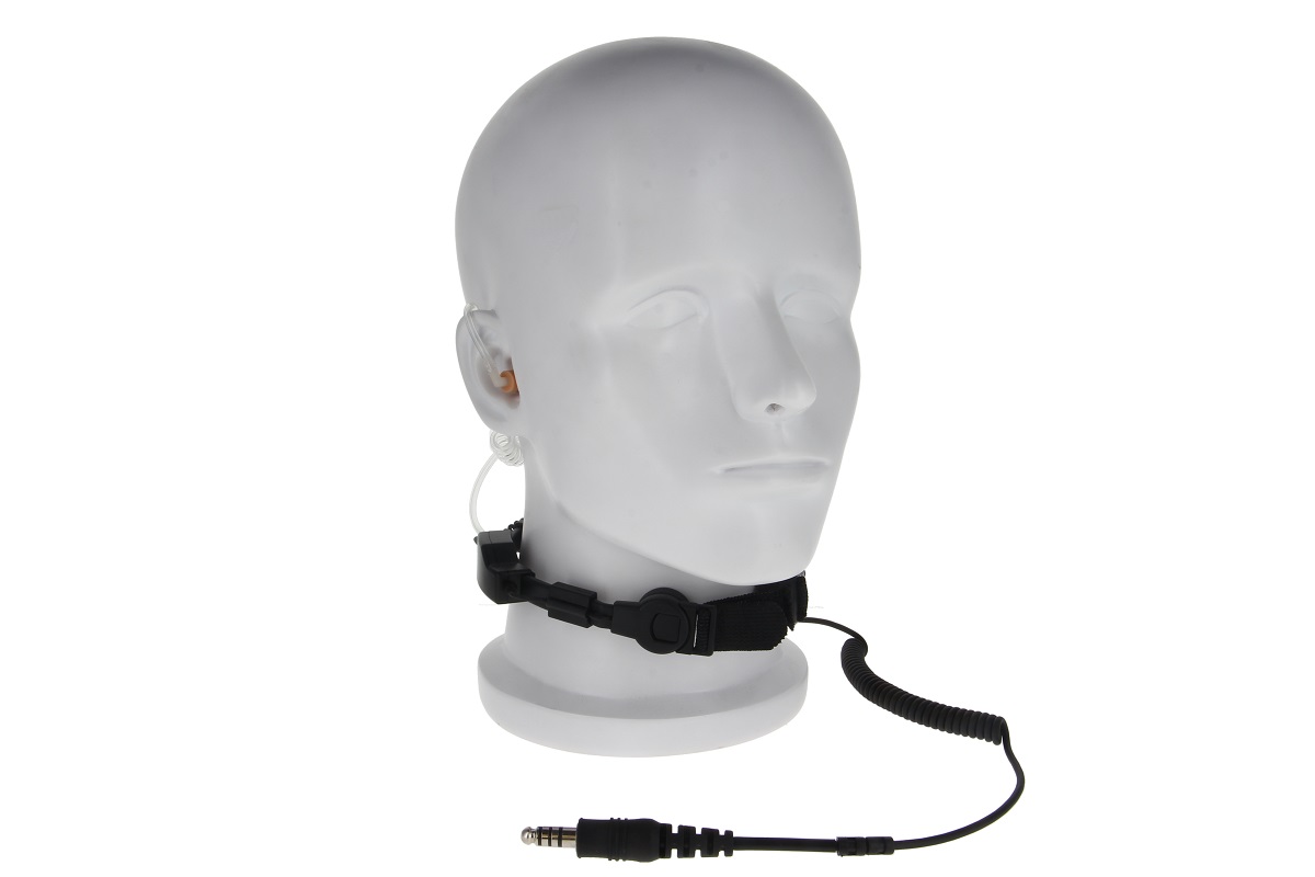 CoPacks Flex series headset with throat microphone and acoustic tube earphone for base unit