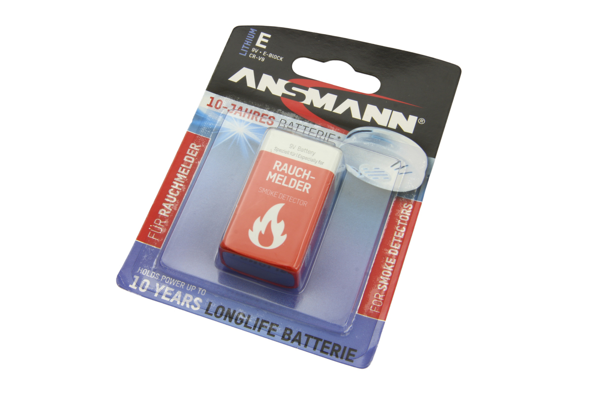 Ansmann Extreme Lithium Batterie speziell für Rauchmelder 9,0 Volt E-Block 