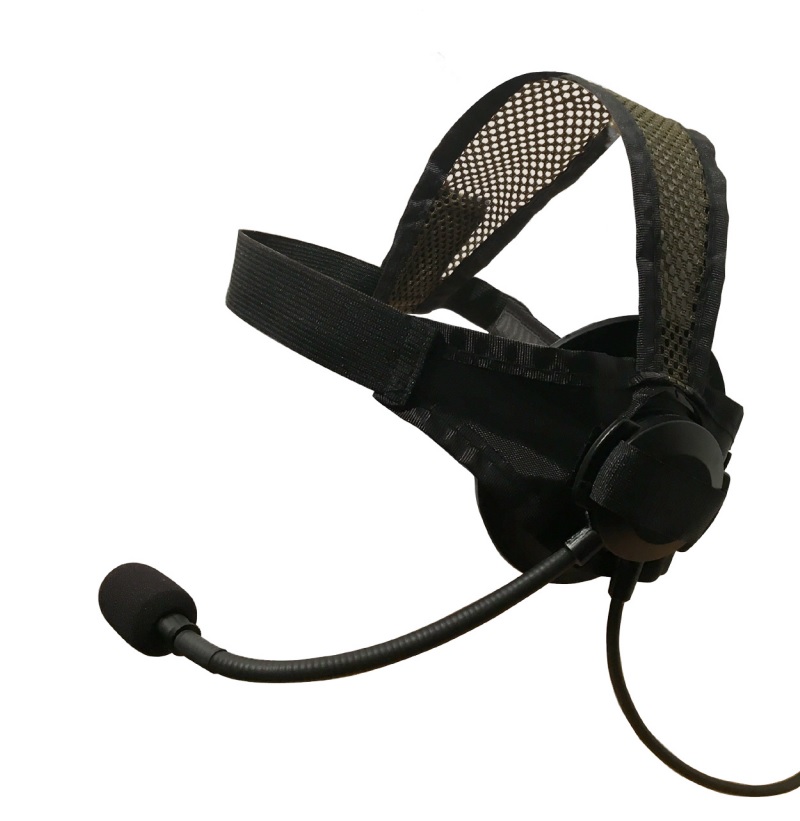 TITAN Wasserdichtes Kopfband-Headset (Olivgrün) mit Schwanenhalsmikrofon und Nexus Stecker 01