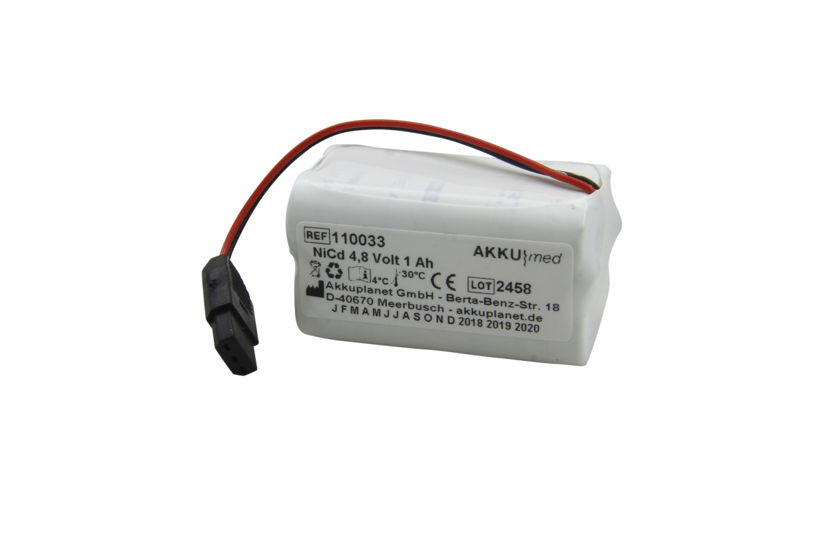 AKKUmed NC battery suitable for Hellige GE Tonoport II, III, IV - incl. connector
