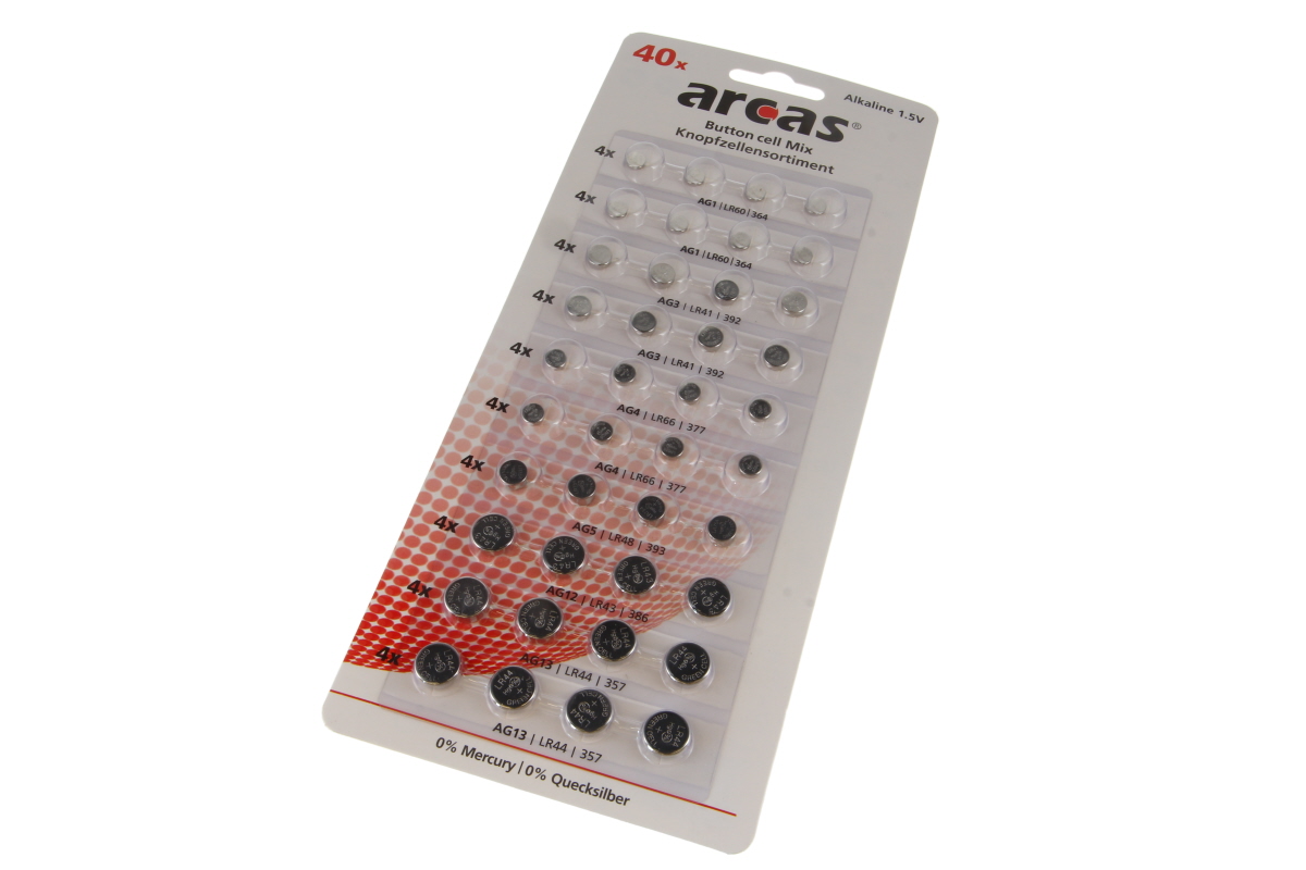 Alkaline selection of button cells 40 parts 