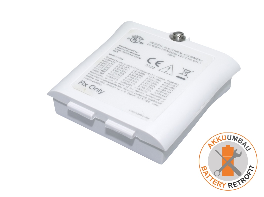 AKKUmed NiMH battery retrofit suitable for Masimo pulse oximeter type Radical 7 - hardpack