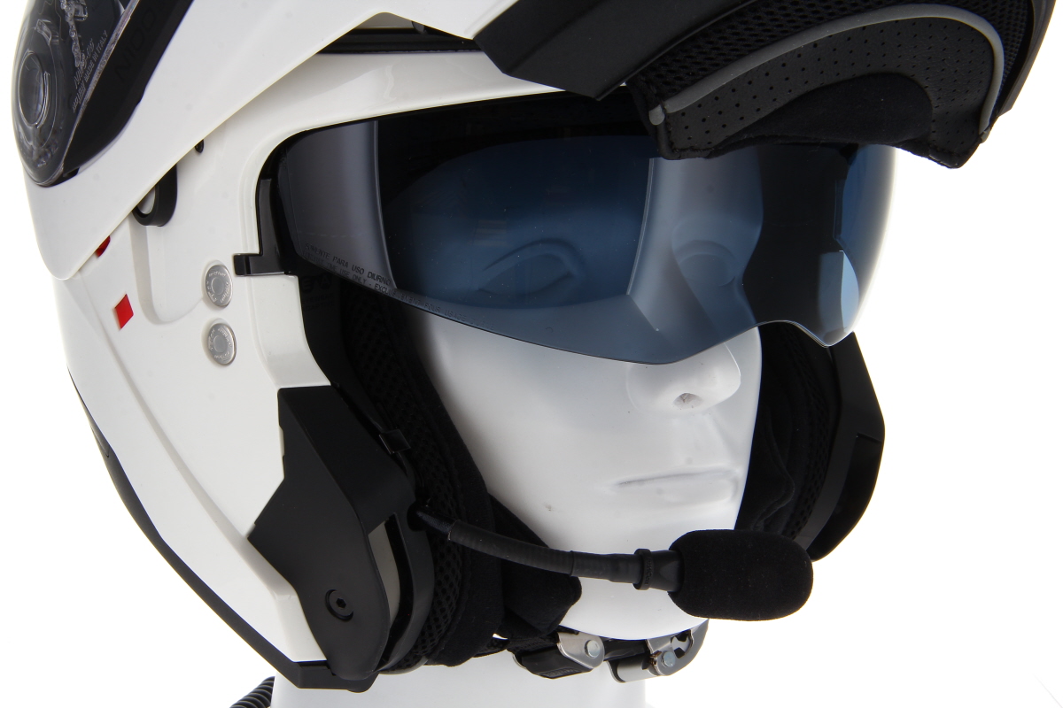 Nolan N100-6 (METAL WHITE) helmet size M (58) with TITAN helmet com system Nexus 02